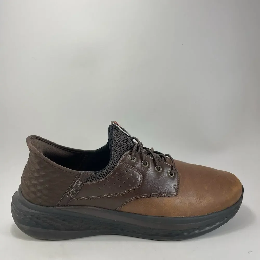 Skechers Harper Forde Casual Oxford Brown Leather Mens Size 11.5 Slip On/Slip In